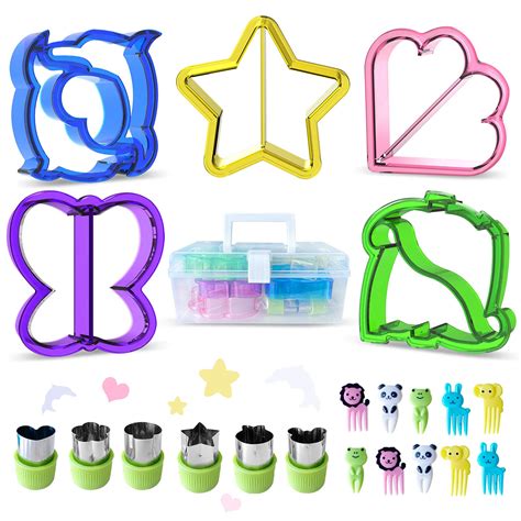 Buy Sandwich Cutters for Kids,21 Pieces with Storage Box, 5 Kids Sandwich Cutters Shapes, 6 ...