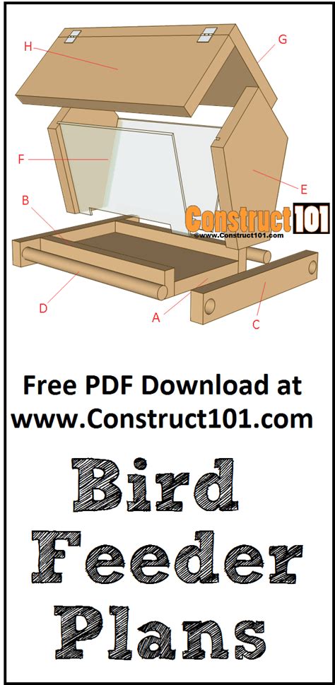 Build a Bird Feeder - Free Plans - Construct101 | Bird feeder plans, Diy bird feeder, Wood bird ...