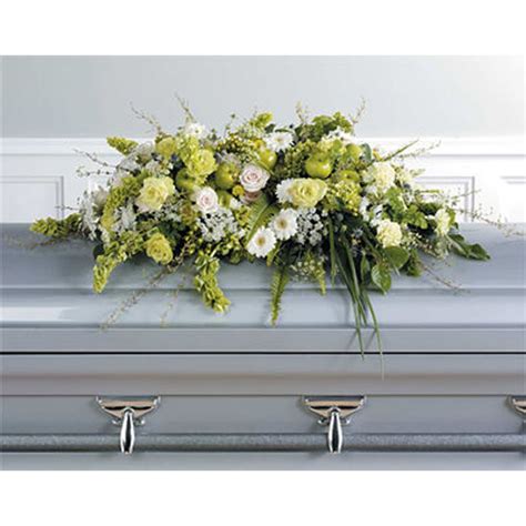 Green And White Casket Spray Santos Florist - Newark NJ