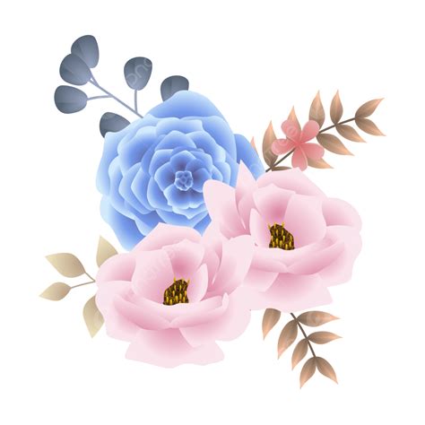 Pink Blue Vector PNG Images, Ic22827 Vector Pink And Blue Flower ...