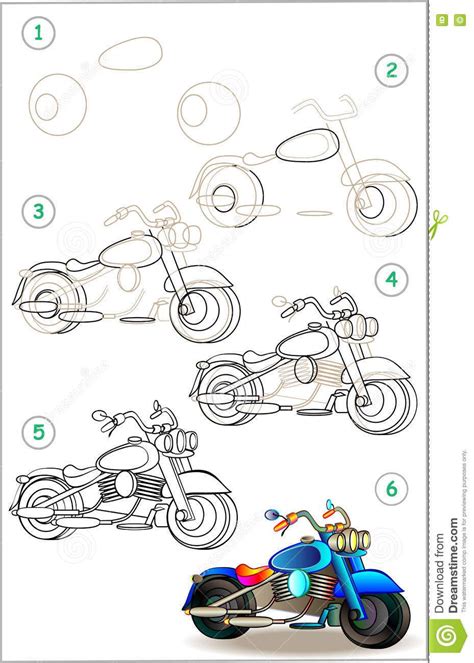 Výsledek obrázku pro how to draw motorbike step by step | Motorcycle drawing, Easy drawings ...