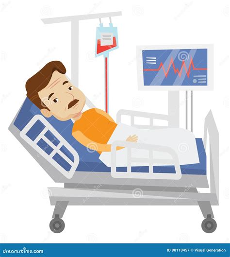 Patient Lying in Hospital Bed Vector Illustration. Stock Vector - Illustration of human ...