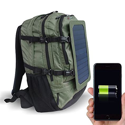 Wosports Solar Charger Backpack Waterproof with 7W Solar Panel Charger for Hiking Camping Travel ...