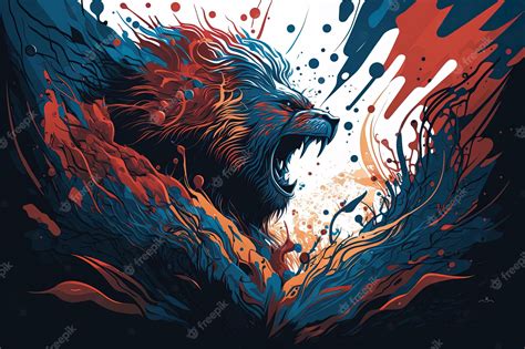 Premium Photo | Poster of lion roaring abstract poster of a dangerous and powerful roaring male ...