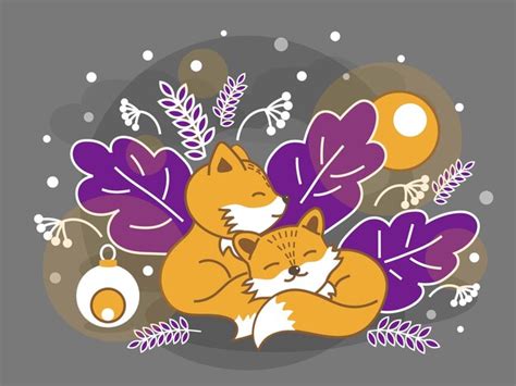 Premium Vector | Two fox cubs are sleeping