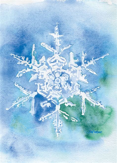 Snowflake Watercolor Painting 5 X 7 Giclee Print | Etsy