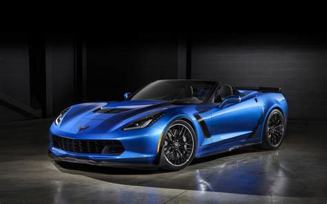 Blue and black Chevrolet Corvette C7 convertible coupe, 2015 Chevrolet ...