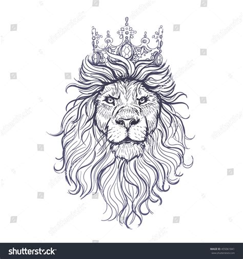 Vector Black White Lion Sketch Stock Vector (Royalty Free) 455061841 ...