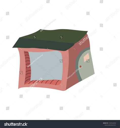 Vector Cartoon House Large Window Pink Stock Vector (Royalty Free ...