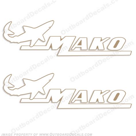 Mako Marine Boat Decals (Set of 2) White/Gold