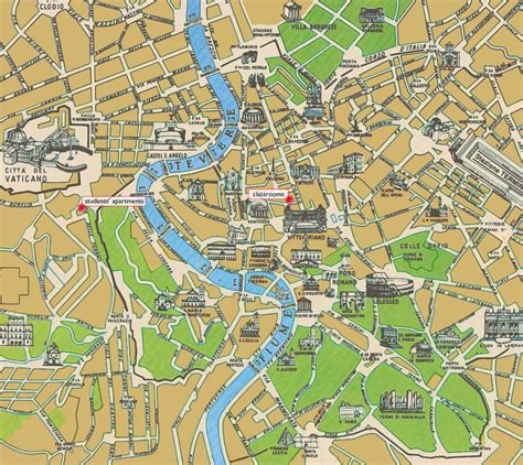 Rome historic centre map - Map of Rome historic centre (Lazio - Italy)