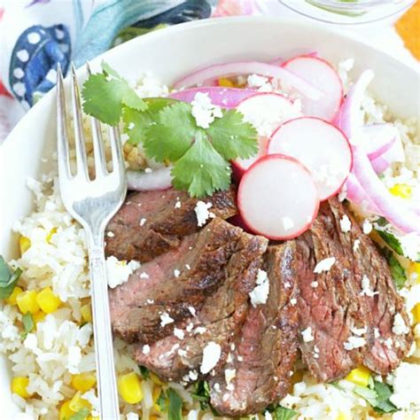 Grilled Carne Asada Burrito Bowls - Foodtastic Mom