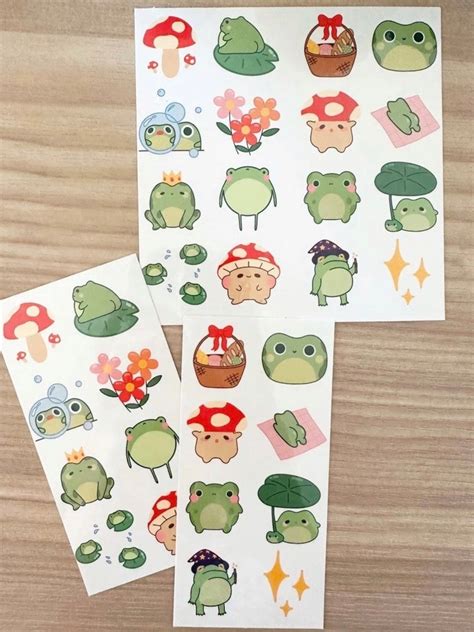 Frog Lover Temporary Tattoo Sheet Lily Pads, Mushrooms, Picnic Basket, Flowers, Cottage Core ...