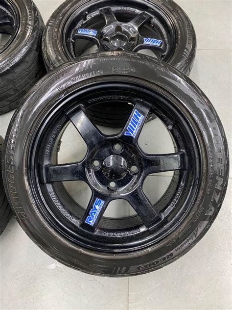 Sport Rim TE37 Gloss Black 15 7jj pcd100, Auto Accessories on Carousell