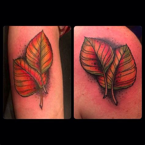 Matching best friend aspen leaf color tattoos!! Forearm and shoulder ...