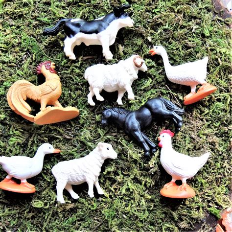 Set of 48 MINIATURE FARM Animals Figurines Figure Dollhouse Fairy Garden Terrarium Diorama ...