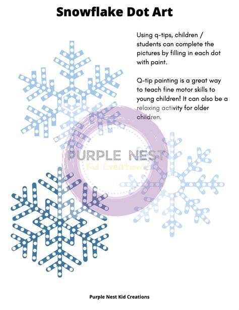 Snowflakes Dot Art Printable Activities Snow Q-tip Painting - Etsy