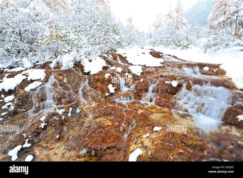 icy waterfalls at huanglong Stock Photo - Alamy