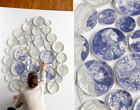 Hand-painted Ceramic Plate Installations by Molly Hatch — Colossal