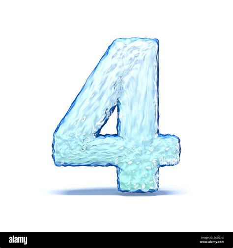 Ice crystal font Number 4 FOUR 3D render illustration isolated on white ...