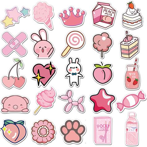 50PCS Kawaii Stickers for Water Bottles,Cute Vsco Vinyl Laptop Stickers,Waterproof Aesthetic ...