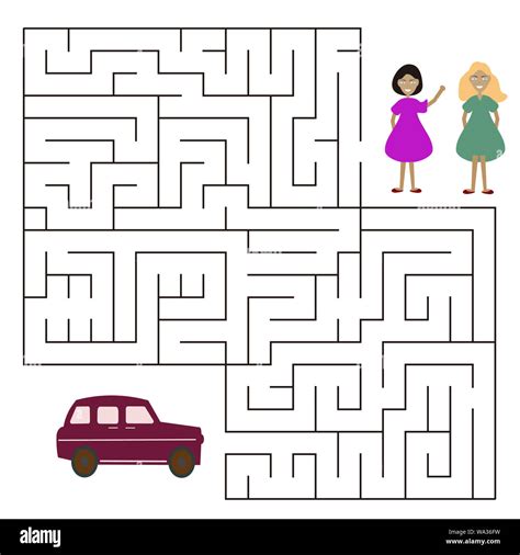 Maze game for kids.Find right way. Isolated simple square maze on white background. template ...