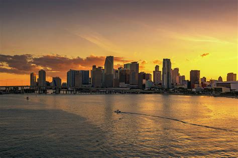 Sunset above Downtown Miami Skyline and Biscayne Bay Photograph by Miroslav Liska | Pixels