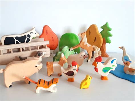 Wood toy, Farm animals, Farm toys set in 2020 | Farm animal toys, Farm ...