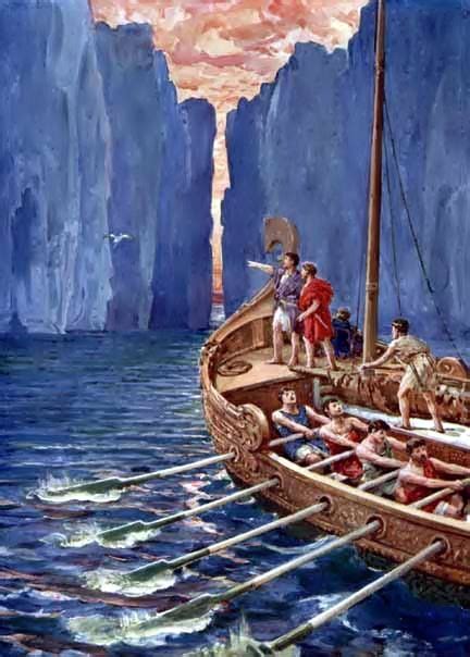 Howard Davie - Jason and his Argonauts reaching the Sympligade Rocks. Tags: jason, argonauts ...