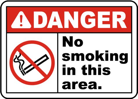 Danger No Smoking In This Area Sign - Save 10% Instantly