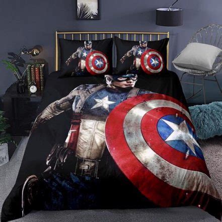 Bruised Captain America Vibranium Shield Black Bedding Set