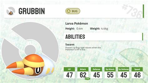 #0736 Grubbin - Pokecharms PokéDex