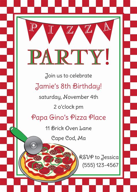 Pizza Party Invitation Template Free