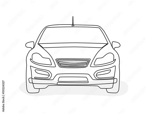 Hand drawing of a car in the front view Stock Vector | Adobe Stock