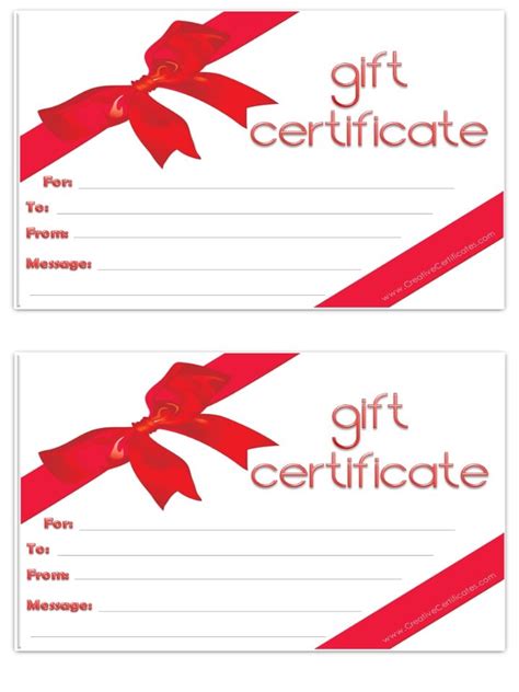 blank gift certificate | Gift certificate template, Holiday gift certificates, Free gift ...