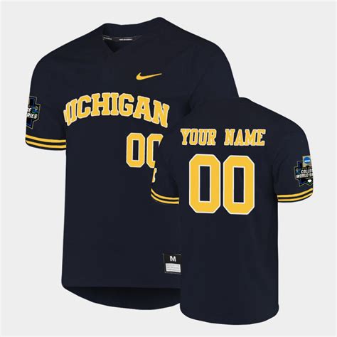 Michigan Wolverines Navy 2019 NCAA Baseball College World Series Custom Jersey - NCAAFANSJERSEY