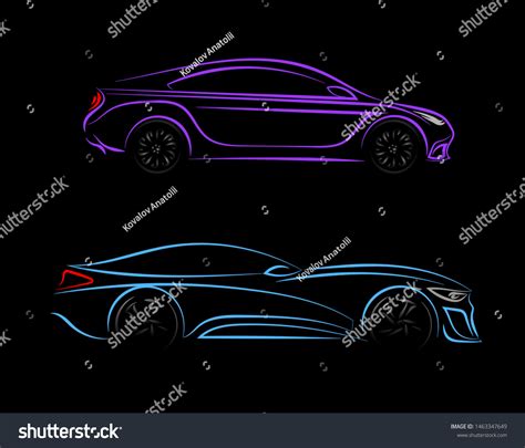 Set Modern Car Silhouette Side View Stock Vector (Royalty Free) 1463347649