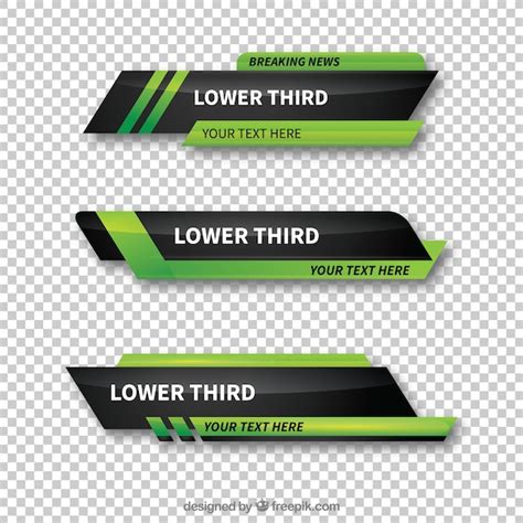 Premium Vector | Pack of green abstract lower thirds