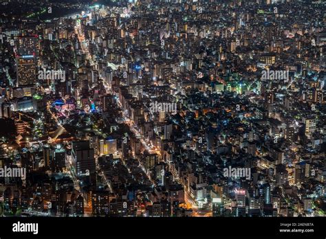 Aerial view of Tokyo Skyline by night Stock Photo - Alamy