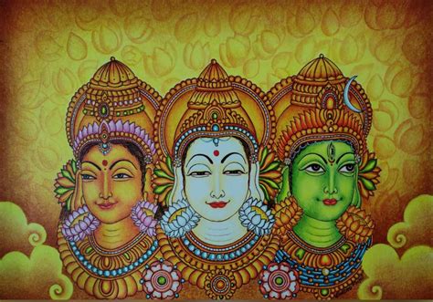 Tridevi - Kerala Mural (60 x 43 cms) - International Indian Folk Art GalleryKerala mural ...