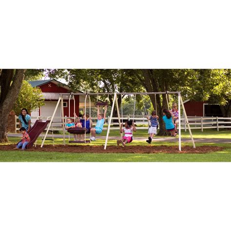 Flexible Flyer Play Park Swing Set w/ Slide, Swings, Air-Glider, & Lawn Swing: Buy Online in ...