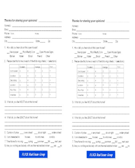 Open House Feedback Form Sample - Edit, Fill, Sign Online | Handypdf