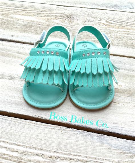 Mint green sandals baby girl shoes baby girl by SewSweetGoldilocks