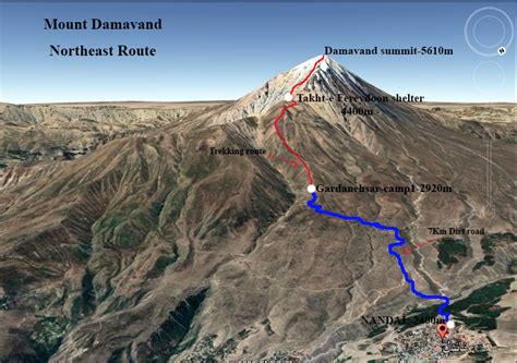 damavand northeast route map | PersiaTrek