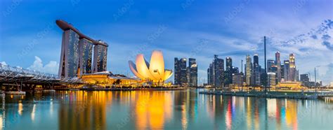 Singapore Skyline and view of Marina Bay at Dusk Stock Photo | Adobe Stock