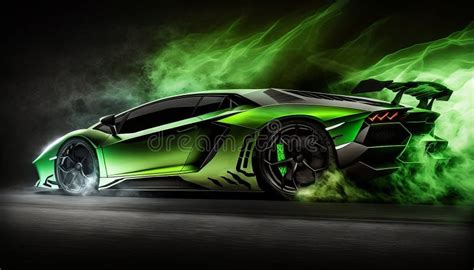 Green Lamborghini Aventador with Advanced Aerodynamics. Stock Photo - Image of aerodynamics ...