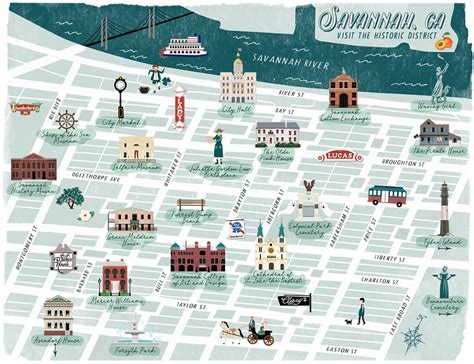 Savannah, Georgia Historic District Illustrated Map by Kimberly Coles at Coroflot.com | City ...