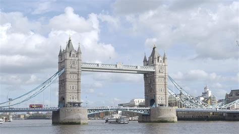 Tower Bridge and Thames River United Kingdom static camera footage. UK Iconic Tower Bridge ...