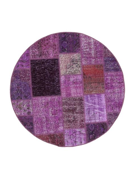 Round Rug 4x4 Area Rug Purple Patchwork Rug Circle Rug | Etsy