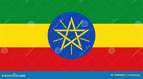 Ethiopia Flag in Official Colors and with Aspect Ratio of 1:2 Stock ...